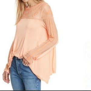 NWT Free People Jojo Mixed Media Lace Top